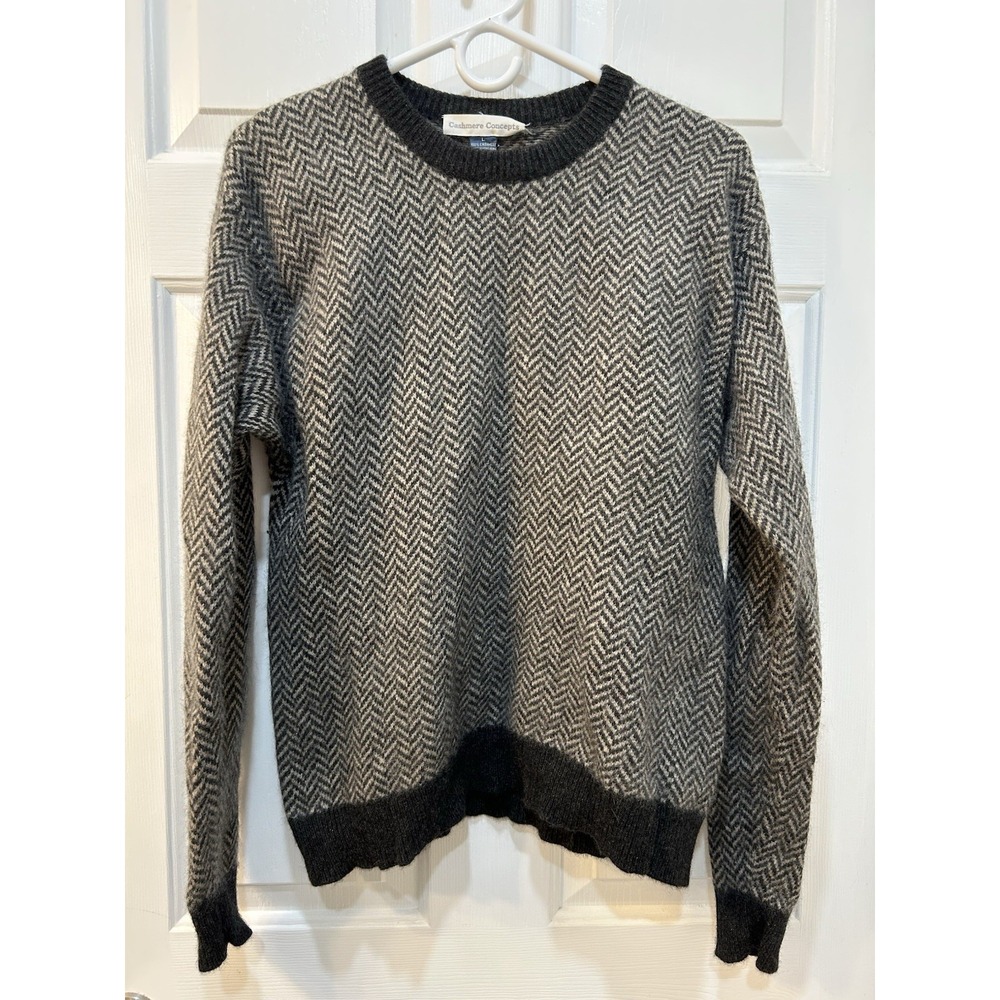 Cashmere Concepts 100% Cashmere Sweater Sz (fits as M) Quiet Striped Luxury